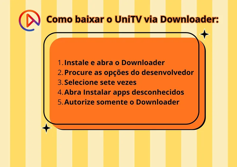Instruções de como baixar o UniTV via Downloader