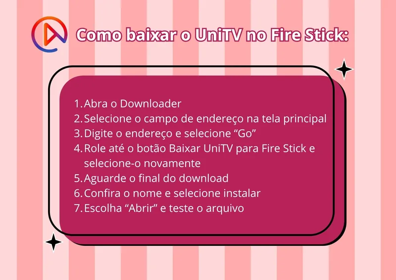 Instruções sobre como baixar o UniTV no FireStick