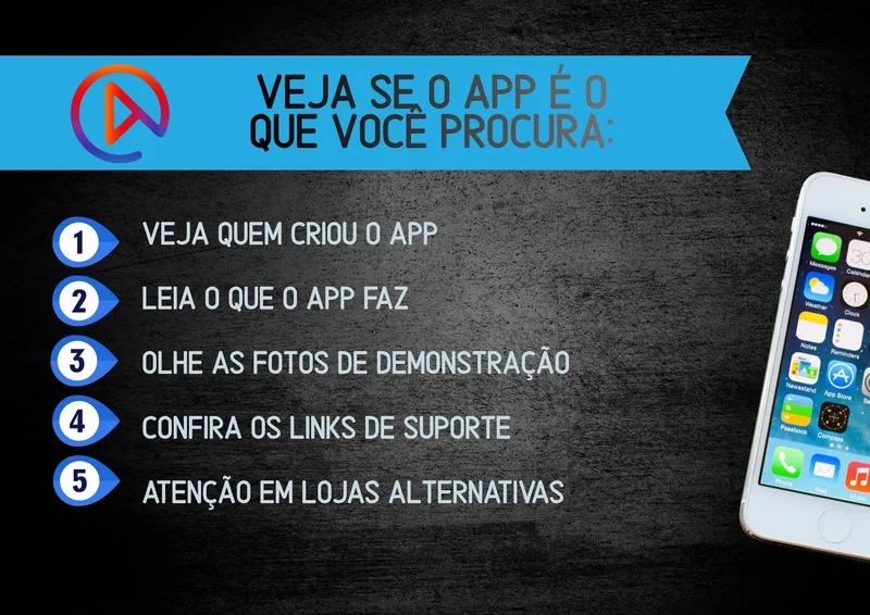 Instruções para verificar se o app é o que o usuário procura